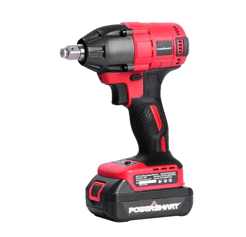 PowerSmart Cordless Impact Wrench 1/2 Inch, Brushless Impact Gun Kit for Car RV Tire, Home, 20V 2.0Ah Battery, Charger, 5 Sockets - color: Brushless Pro