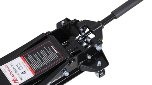 APlusLift FE400B 4 Ton Low Profile Steel Racing Floor Jack Lift Up To 21" | ASME PASE-2019 certified dual piston quick lift design, 3-15/16" minimum height, 360° swivel casters perfect for racing cars