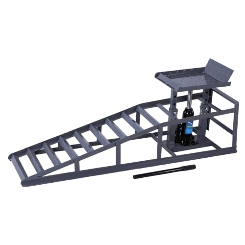 2 PCS Hydraulic Car and Truck Service Ramps Adjust Heights 9.8-15in Heavy Duty Vehicle Lift Ramp 5T/11000LBS Capacity for Home Garage Maintenance Oil Changes