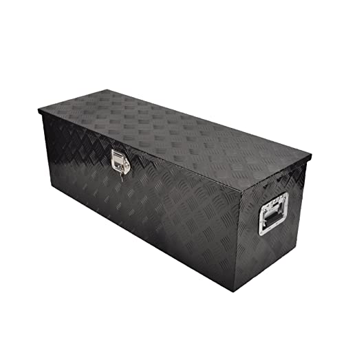 44 Inch Aluminum Heavy Duty Truck Bed Tool Box Underbody Flatbox Truck Car Outdoor Trailer Pickup Toolbox,RV Storage OrganizerTrailer Storage W/Lock & Keys,5 Bar Tread,Black(44"X15"X15") - color: Black, size: 44"X15"X15"/Aluminum