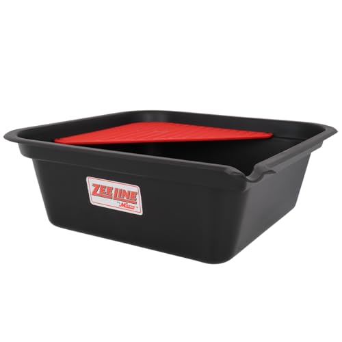 ZEELINE BY MILTON ZE702 9.5-Quart Oil Drain Pan with Filter Drain Tray, Heavy-Duty Polyethylene, Integrated Pour Spout, Large Catch Basin for Oil, Coolant & Transmission Fluid