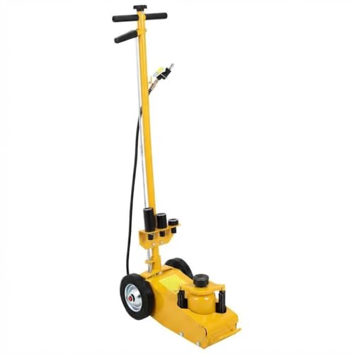 22 Ton Air Hydraulic Floor Jack, 44,000 LBS Capacity for Heavy Duty Trucks & Tractors, Low Profile 9 inch, with 4 Adapters, Dual Power (Air/Manual Hydraulic), 46" Adjustable Handle - color: Yellow, size: 22 Ton