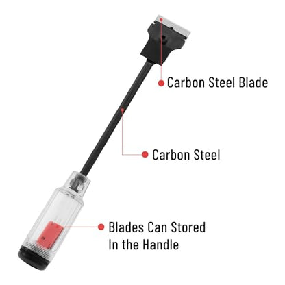 Bates- Long Reach Extension Scraper, 11-Inch Razor Scraper Tool | With Extra 3 Double Edged Plastic & 3 Metal Blades Long Handle Window Scraper for Paint Removal Glass Cleaning & Surface Work