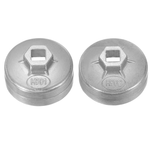 HARFINGTON 2pcs Oil Filter Cap Wrench 14 Flute 65/67mm Inner Dia 1/2" Square Drive Aluminum Cup Type Drive Metric Oil Filter Socket Removal Tool for Engine Conduit Fittings - size: 14 Flute 65/67mm