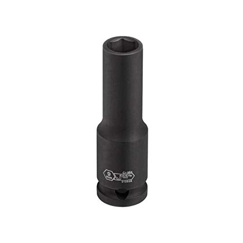 Jetech 3/8" Drive 9mm Deep Impact Socket - Metric, 6-Point Chrome Molybdenum Steel (Cr-Mo), Extra Reach for Long Bolts - Automotive & Mechanical Repair - size: 9mm