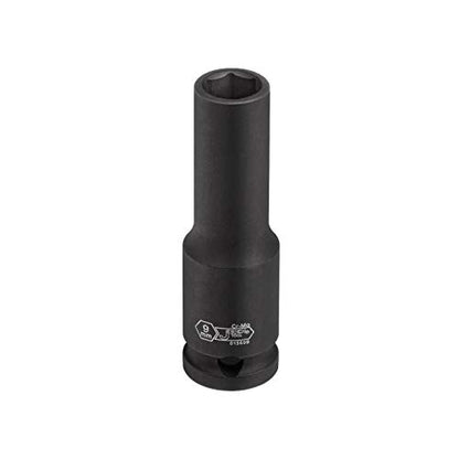 Jetech 3/8" Drive 9mm Deep Impact Socket - Metric, 6-Point Chrome Molybdenum Steel (Cr-Mo), Extra Reach for Long Bolts - Automotive & Mechanical Repair - size: 9mm
