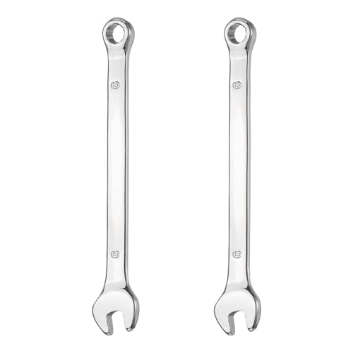 HARFINGTON 2Pcs Combination Wrench 6mm Metric 12-Point Box and Open End 45# Carbon Steel Double Ended Spanner Tool for Automotive Pipe Furniture Machinery DIY Repair, Silver White - size: 6mm