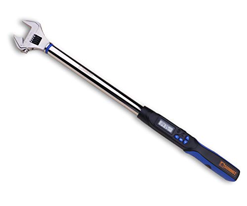 Adjustable Digital Torque Wrench, 7.4 to 147.5 ft-lb. Torque Range, 10-41 mm Adjustable Jaw, Set Target Torque, Buzzer and LED Indicator, Large LCD Display, Calibrated (WEA12-200CN)