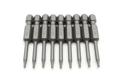 TEMO 10p T6 Torx Star 2" Screwdriver Bit, Reduced Round Shaft, S2 Steel | Manufacturing Assembly | Quick release slot | Premimum Taiwan S2 Steel - size: T6 Round
