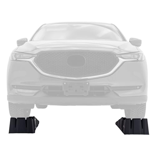 Black Widow 13" W Stackable Plastic Car Service Ramps – 16,000 lb. GVW Capacity per Pair, Lightweight High-Impact Grid Design, 6.25” Lift Height, Built-in Handles