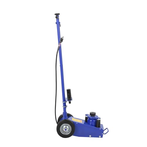 22 Ton Air Hydraulic Floor Jack for Heavy Duty Trucks & Tractors – 44,000 LBS Capacity, Low Profile (9"-17.7"), 4 Adapters (10/25/60/100mm), 46" Adjustable Handle – Dual Power (Air/Hydraulic) - color: Blue, size: 22 Ton