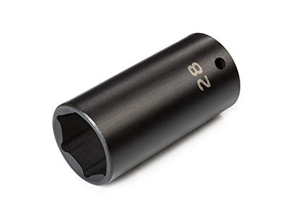 TEKTON 1/2 Inch Drive x 28 mm Deep 6-Point Impact Socket | SID23128 - size: 28 mm, style: Deep