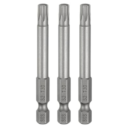 HARFINGTON 3pcs T30 Torx Head Screwdriver Bit 1/4" Hex Shank 2.6" (65mm) Long Magnetic No Hole Tip Tamper Proof 6 Point Star Screw Driver Drill Bits S2 Steel Industrial Power Screwdrivers - size: T30 x 2.6"(65mm)