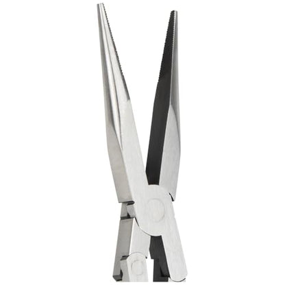 Klein Tools 71400 Long Nose Needle Nose Pliers, Angled Knurled Jaws, Double Rivet, Extended Reach for Tight Space Access, 13-Inch
