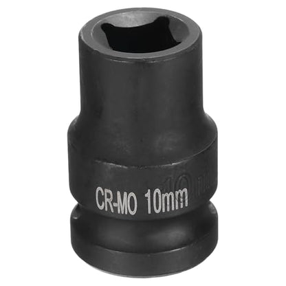HARFINGTON 4 Point Square Socket 1/2" Drive 10mm Metric Square Impact Socket CR-MO Blackening Standard Wheel Sockets Pneumatic Socket Tool for Auto Repair Mechanical Maintenance Home Use - size: 10mm