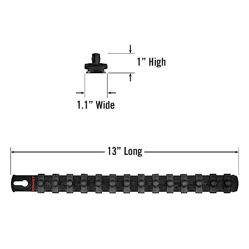 Ernst Manufacturing - 8424-Black-3/8 13-Inch Socket Organizer with 14 3/8-Inch Twist Lock Clips, Black - color: Black, size: 3/8-Inch Twist Clips, style: 13-Inch