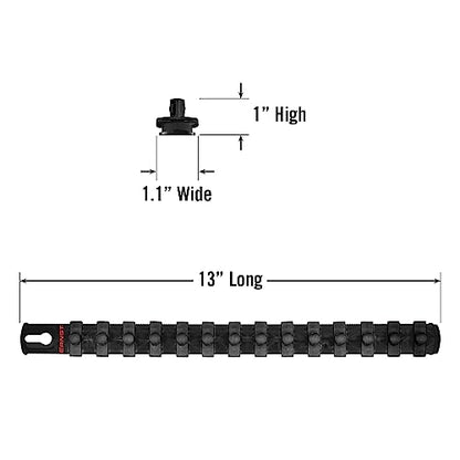 Ernst Manufacturing - 8424-Black-3/8 13-Inch Socket Organizer with 14 3/8-Inch Twist Lock Clips, Black - color: Black, size: 3/8-Inch Twist Clips, style: 13-Inch