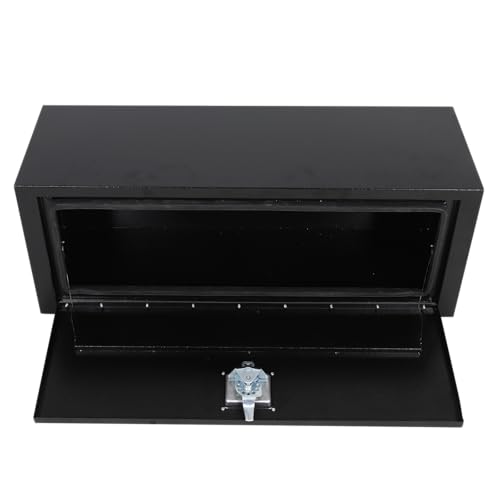 Heavy Duty Steel Plated Underbody Truck Tool Box with T-Handle Lock, Waterproof Tongue Box for Storage with Smooth Surface for Truck, Pickup, RV, Trailer - Black, 36" x 12" x 14" Inch - size: 36" x 12" x 14"