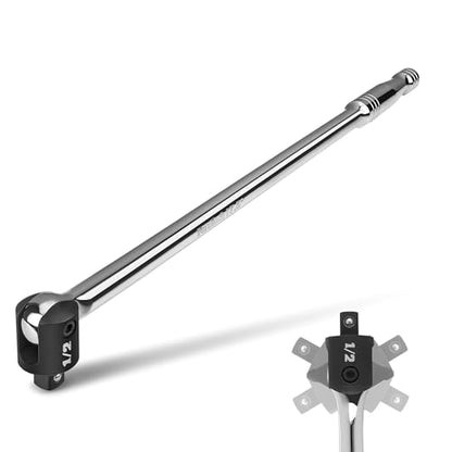 DURATECH Breaker Bar, 1/2'' Drive 17.5-Inch Breaker Bars Heavy Duty, with 240° Flex Head, Spring-loaded Detent Ball, Premium Chrome Alloy Made - color: Silver, size: 17.5 in