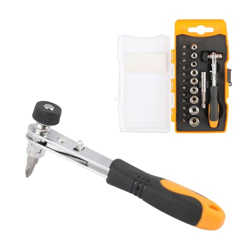 Hoteche 1/4-Inch Mini Ratchet Set - 23-Piece Screwdriver Bits Kit with Magnetic Bar, Offset Ratchet Driver and 9 Metric Sockets (5mm-13mm) | CR-V Bits for Versatile Socket & Socket Wrench Set