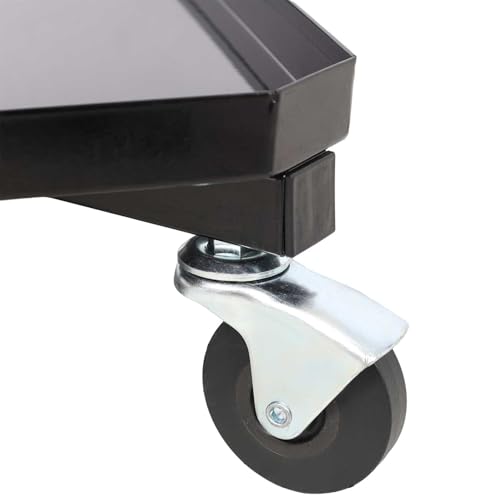 250 lb Rolling Workshop Stool with Tool Tray – Adjustable 16.5″‑21″ Gas‑Lift Mechanic Chair, 360° Swivel Casters & Plush Padded Seat for Auto Repair & Car Detailing (Black + Blue)