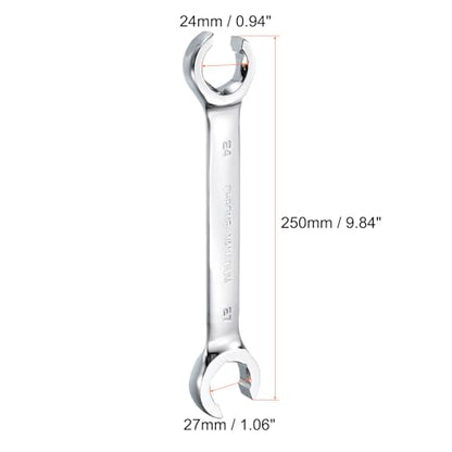 HARFINGTON Flare Nut Metric Wrench 24mm x 27mm CR-V Mirror Polished Chrome Plating Metric Wrench for DIY Hand-making Automotive Repairs and Household Maintenance - size: 24mm x 27mm