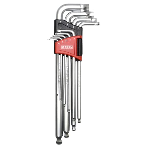 K Tool 75450 Damaged Hex Screw Remover Set, 9 Piece Metric Range from 1.5 mm to 10 mm, Twist End Extractors Remove Rounded Screws Without Drilling