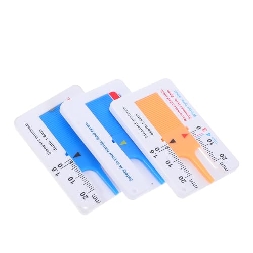 Tire Tread Depth Gauge Wide Measurement Range 0-20mm for Cars and Trucks 3pcs Plastic and Iron Material Easy to Carry Tire Tread Measuring Tool for Automotive and Safe Driving