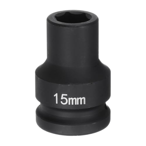 HARFINGTON 6-Point Impact Socket 3/4" Drive 15mm Metric 40Cr Alloy Steel Spindle Axle Nut Impact Socket - size: 15mm