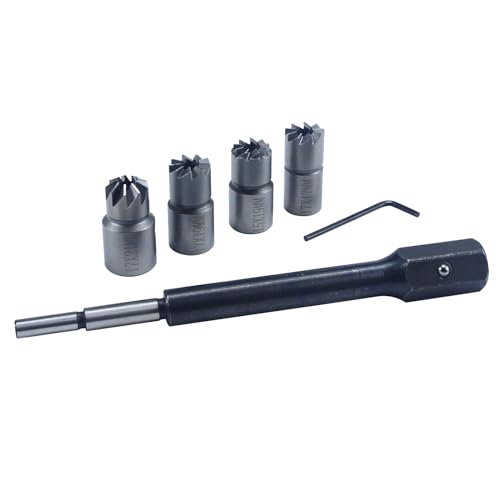 5Pcs Diesel Injector Seat & Cleaner Carbon Remover Seat Tools Cutter Milling Cutter Set Universal Car Tool Injector Remover - color: 5pc Diesel Injector Seat Cutter Cleaner