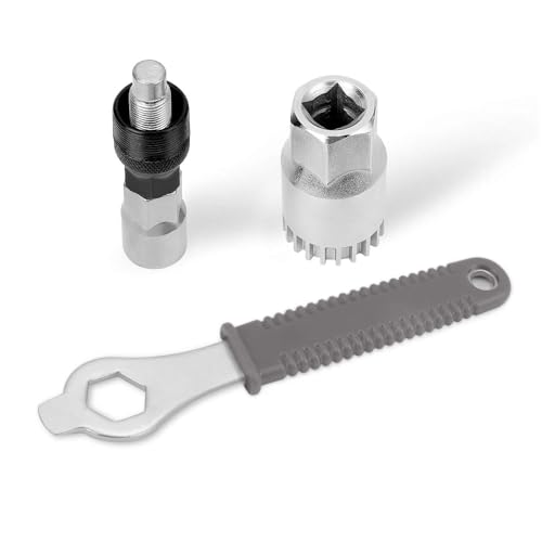 Oumers Bike Crank Extractor/Arm Remover and Bottom Bracket Remover with 16mm Spanner/Wrench. Professional Bicycle Repair Tool Kit - color: Gray