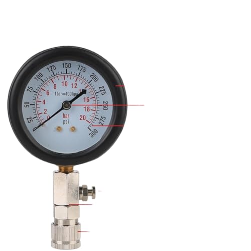 Engine Compression Meter Pressure Gauge 0-300 PSI with M10 M12 M14 M18 Adapter Automotive Cylinder Tester Kit