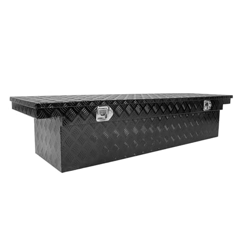 Crossover Tool Box Deep 15" H x 20" D x 70" L Waterproof Lockable Aluminum Black Truck Storage Box For Pickup,Truck Bed, RV, Trailer,Heavy Duty Organizer Black Truck Chest Toolbox - color: Black, size: 70"x20"x15"
