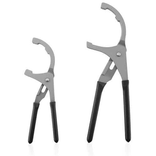 9" & 12" Oil Filter Pliers Wrench, Adjustable Oil Filter Pliers Set,Oil Filter Removal Tools Fit Most of Cars, Trucks, Motorcycles Engine Filters (Black) - color: Black