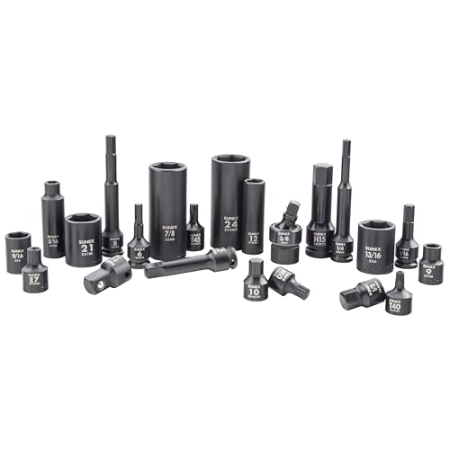 SUNEX 10181 3/8" & 1/2" Drive SAE & Metric 6 Point Standard & Deep with Star (E and Tamperproof), Triple Square, & Hex Bit, 181-Piece - size: 181-piece SAE/Metric