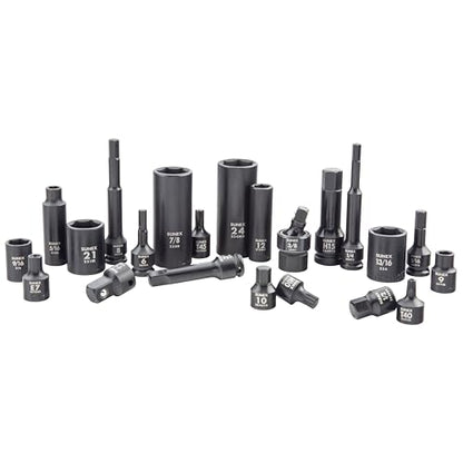 SUNEX 10181 3/8" & 1/2" Drive SAE & Metric 6 Point Standard & Deep with Star (E and Tamperproof), Triple Square, & Hex Bit, 181-Piece - size: 181-piece SAE/Metric