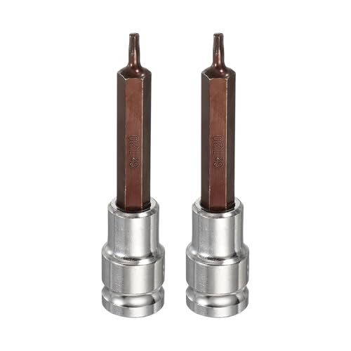 HARFINGTON 2Pcs Torx Bit Socket 1/2" Drive T20 S2 Steel 6 Point Head Long Screwdriver Drill Bits CR-V Steel Socket Adapter for Home Auto Axle Hex Nuts Bolts Repair - size: T20