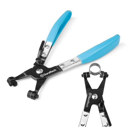 DURATECH Hose Clamp Pliers, Spring Hose Clamp Tool with Swivel Flat Band | Automotive and Radiator Repair Tool for the Removal and Installation of Flat Band and Spring Hose Clamp