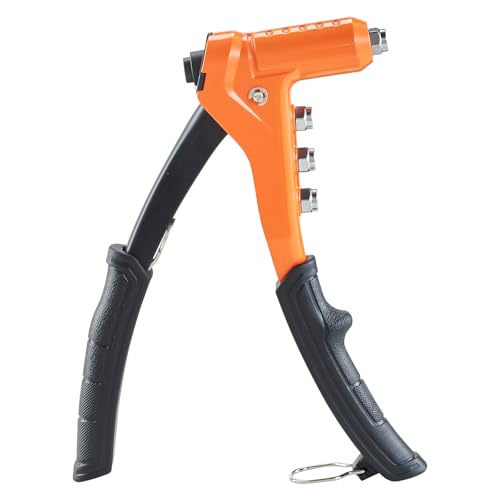 VEVOR Rivet Nut Tool Kit, 9-Inch One-Handed Rivnut Tool Kit, with 8 Mandrels, a Step Drill Bit and 80 Nuts, Metric and SAE Size M3, M4, M5, M6, 6-32, 8-32, 10-24, 1/4-20 UNC, with a Carrying Case - size: 9", style: RIVET NUT TOOL
