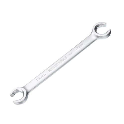 HARFINGTON Flare Nut Wrench 15mm x 17mm CR-V Nickel Plating Wrench for DIY Automotive Repairs and Household Maintenance - size: 15mm x 17mm