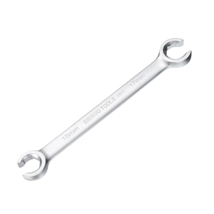 HARFINGTON Flare Nut Wrench 15mm x 17mm CR-V Nickel Plating Wrench for DIY Automotive Repairs and Household Maintenance - size: 15mm x 17mm