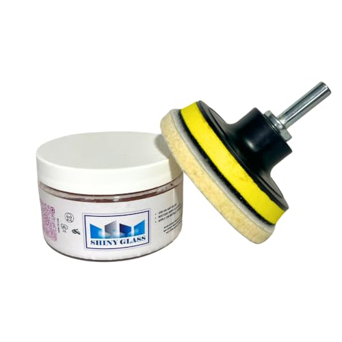 Glass Polishing Cerium Oxide Kit Powder 3.52 oz. TREO 99.95% | 3" Backing Disc, Wool Felt Disc, Drill Adapter, Glass Scratch Remover, TREO 99.96%