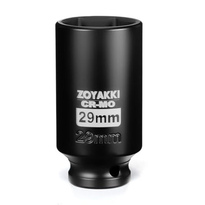 29mm Socket 1/2" Drive Deep 6 Pt CR-MO Metric Impact Socket for Axle Shaft Nut Removal - size: 29mm, style: 1/2" Drive Deep