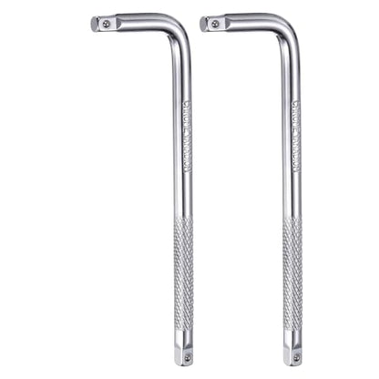 HARFINGTON 2 Pcs Socket Breaker Bar 1/4" Drive 6" Long 40CR Alloy Steel L-Shape Extension Bar Axle Nut Socket Wrench for Car Mechanical Equipment Repair, Silver - size: 1/4"x6"