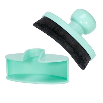 Yoseng Tire Shine Brush - Curved Brush Head & Large 3.8'' Tire Dressing Applicator with Storage Stand for Automotive Detailing, Car Enthusiasts, DIY Users,Vegan, Washable (Light Green) - color: Green