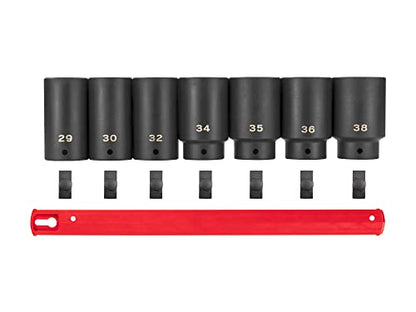 TEKTON 1/2 Inch Drive Axle Nut Impact Socket Set, 7-Piece | SID92101 - size: 7-Piece (29-38 mm), Rail