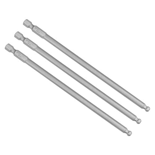 uxcell 3 Pcs H5 (5mm) Ball End Screwdriver Bits, S2 Steel Magnetic 5.1 Inch Long Drill Bit with 1/4 Inch Hex Shank - size: H5