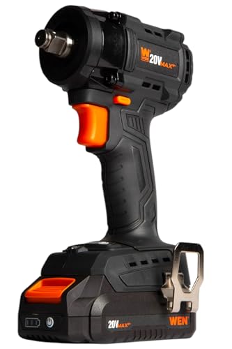 WEN 20V Max Brushless Cordless Compact 1/2-Inch Impact Wrench with SmartStop, 2.0 Ah Lithium-Ion Battery and Charger (20108) - style: Cordless + Battery + Charger
