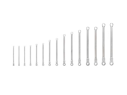 TEKTON Long Fixed/Flex Head Ratcheting Box End Wrench Set | WRB95002 - size: 15-Piece (1/4-1-Inch), style: No Organization