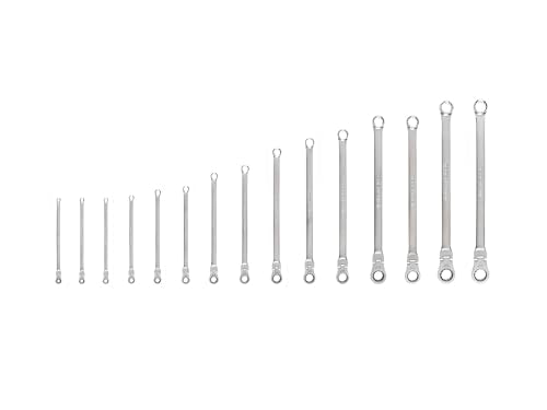 TEKTON Long Fixed/Flex Head Ratcheting Box End Wrench Set | WRB95002 - size: 15-Piece (1/4-1-Inch), style: No Organization